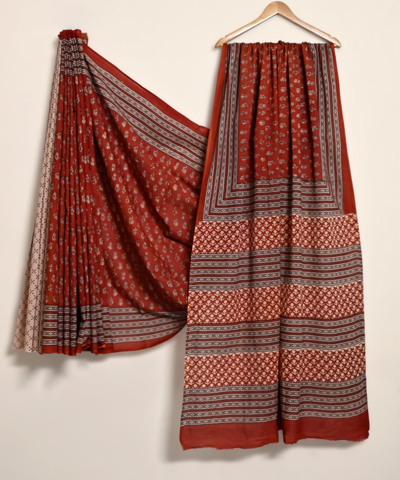 Pure Cotton Handblock Print Saree Timeless Motif