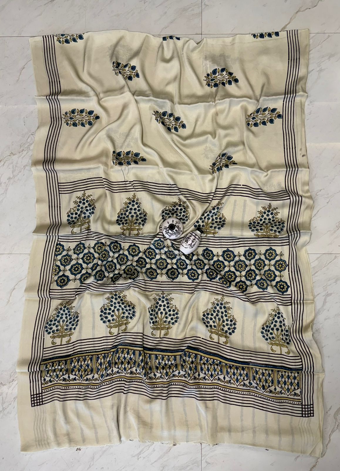 Authentic Kutch Bhuj Ajrakh Printed Pure Modal Silk Drape