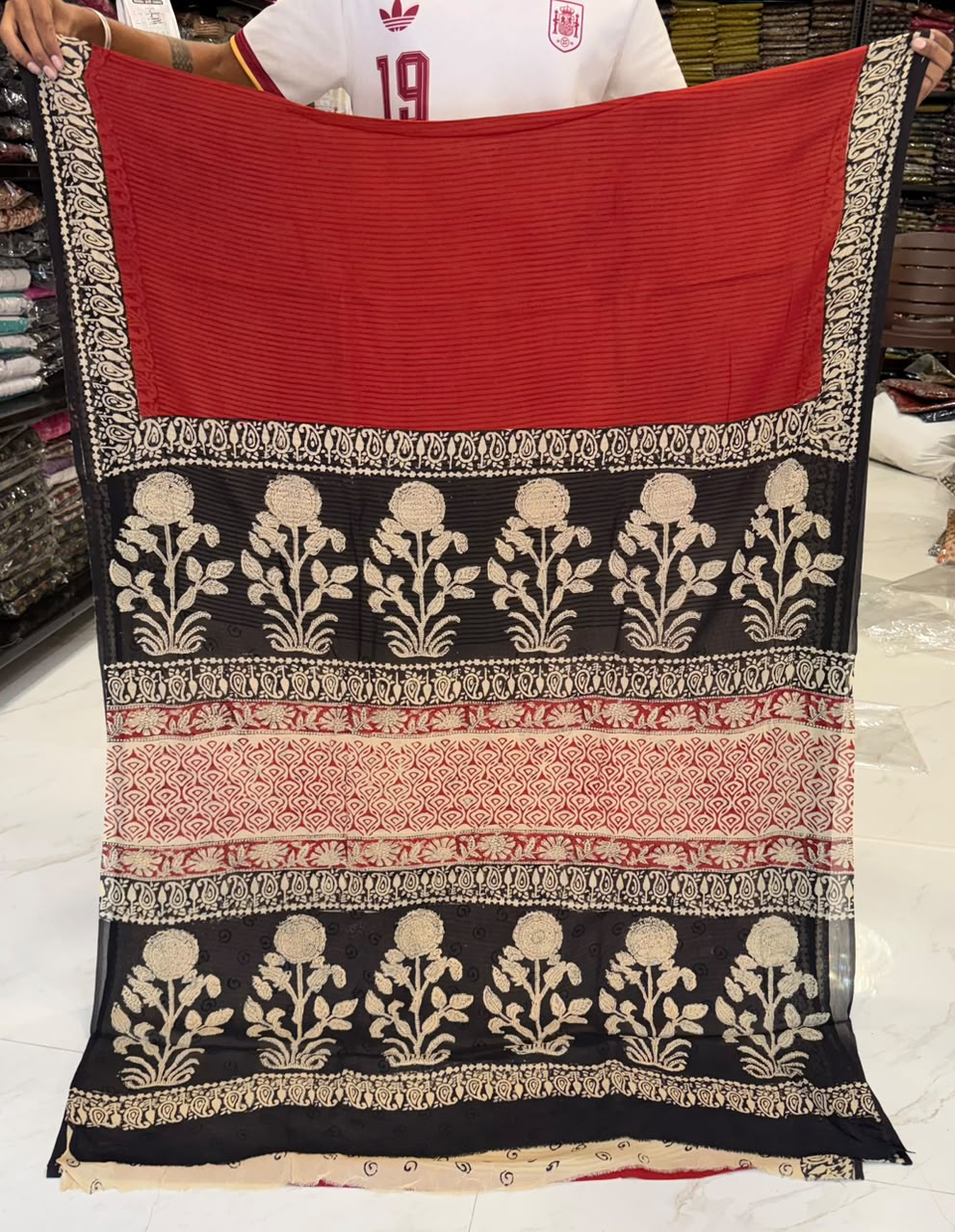 Pure Georgette Bagru Block Print Saree