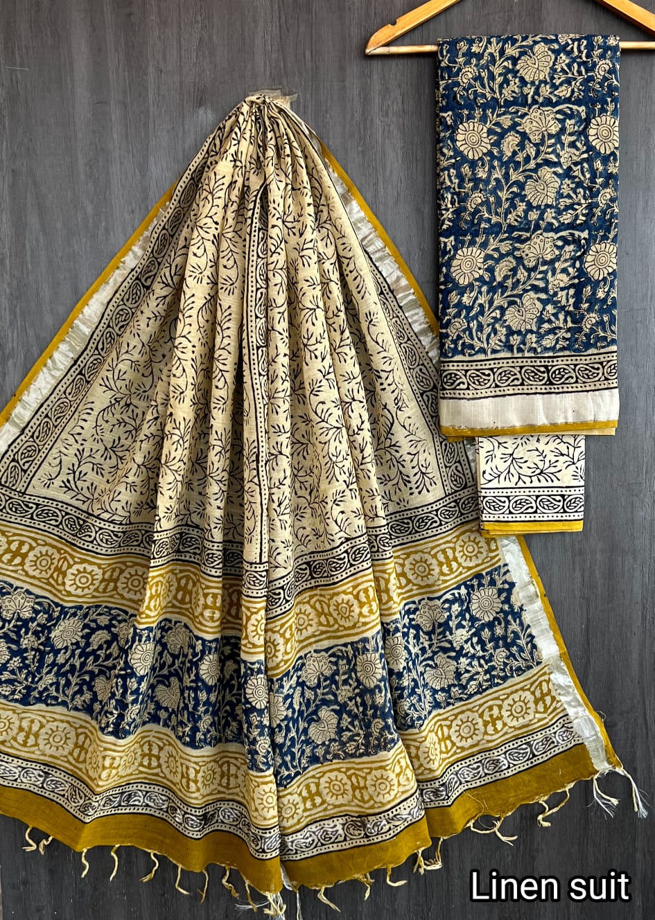 Royal bagru Print Linen Cotton Ensemble