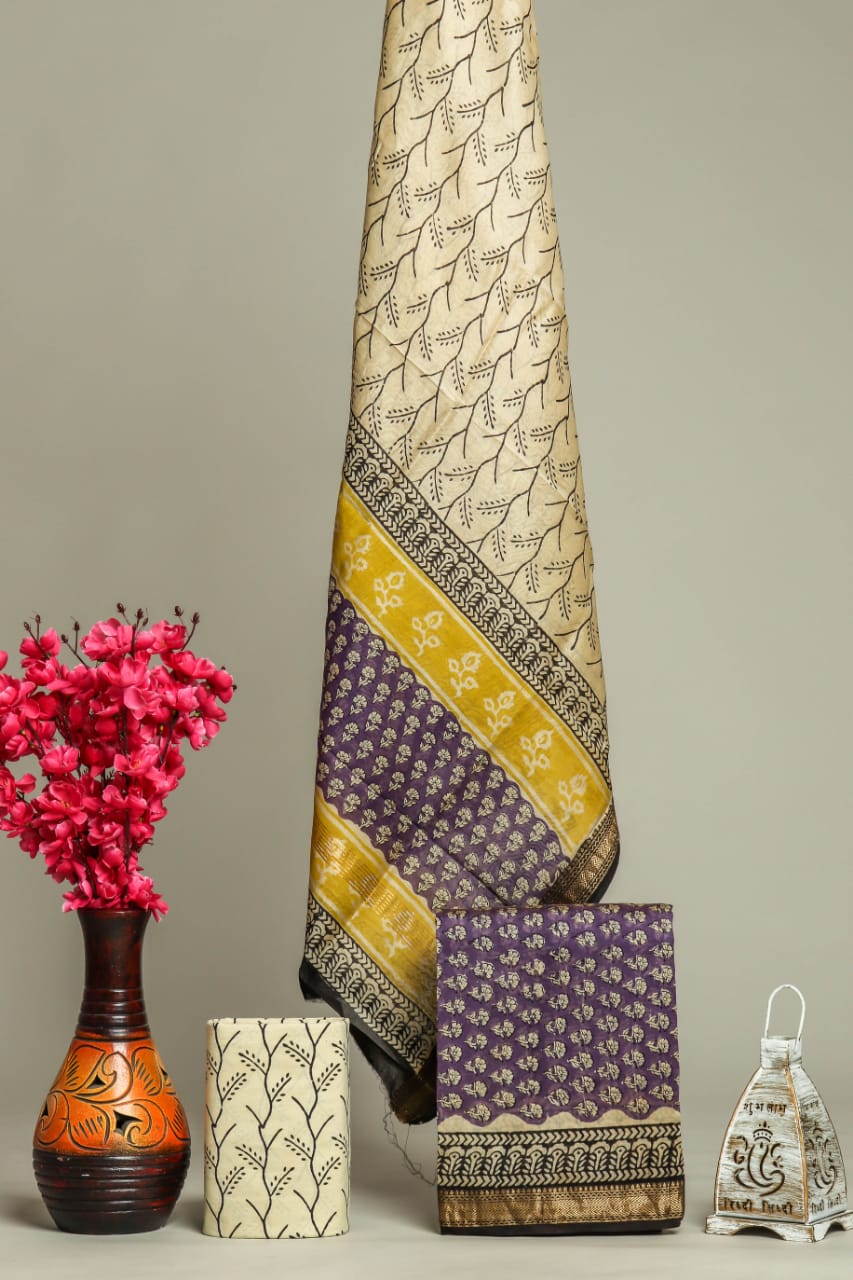 Elegant Bagru Handcrafted Maheshwari Suit