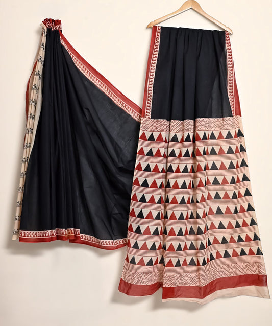 Pure Cotton Handblock Print Saree Floral Essence