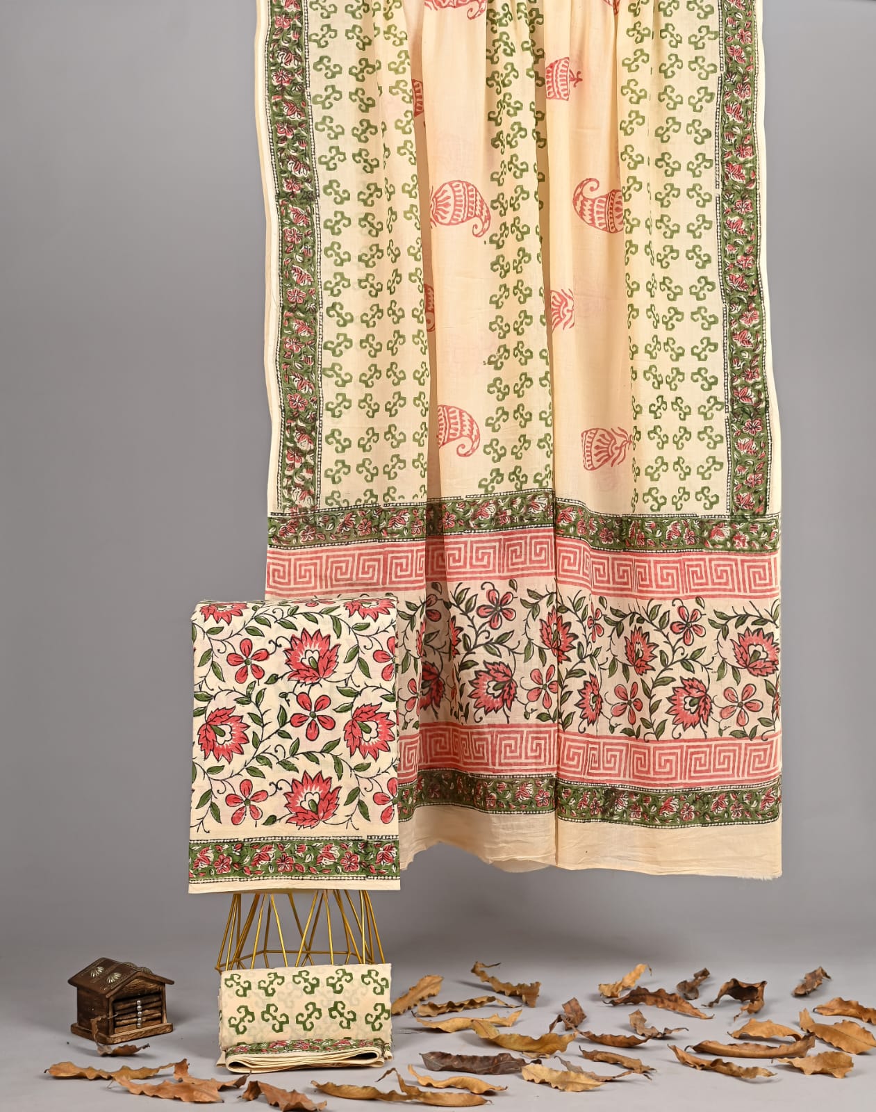 Sand Floral Vine Cotton Suit