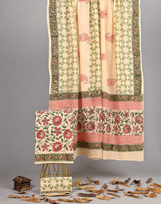 Sand Floral Vine Cotton Suit
