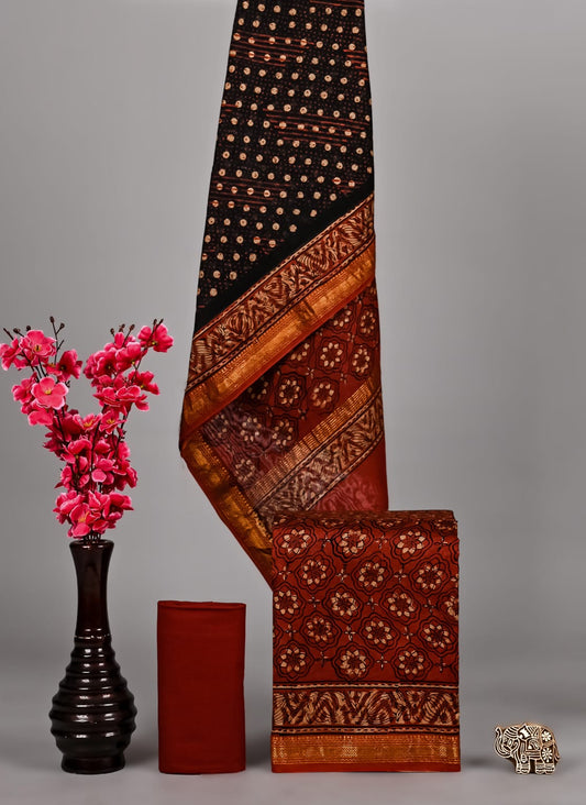 Refined Ajrakh Silk Couture Suit