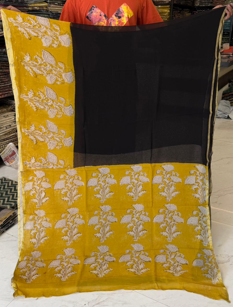 Premium Bagru Printed Double Diamond Chiffon Collection