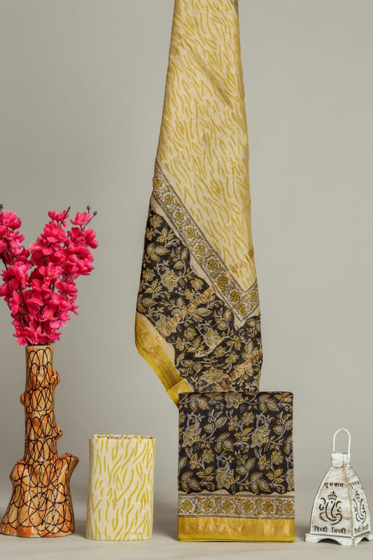 Royal Bagru Handblock Maheshwari Silk Ensemble