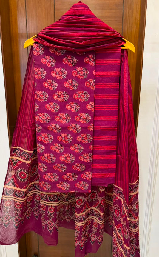 Heritage Ajrakh Handblock Printed Pure Cotton Suit
