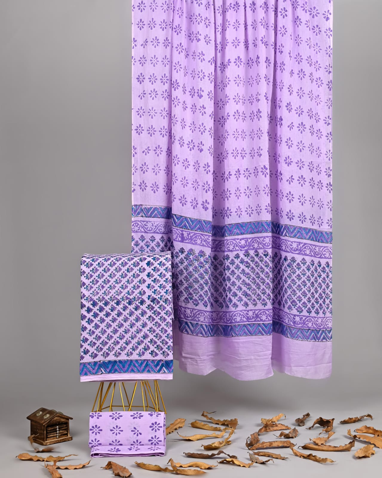 Purple Sanganeri Floral Print Pure Cotton Suit