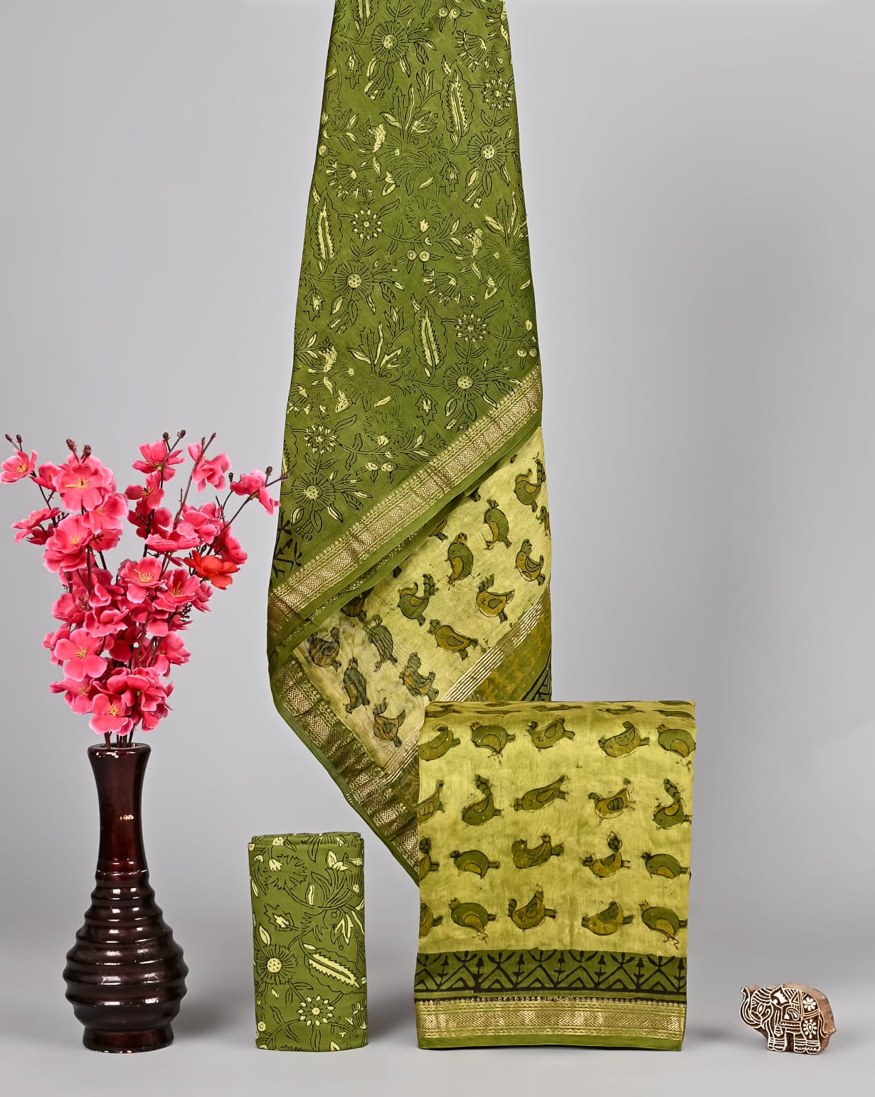 Refined Vanaspati Print Maheshwari Silk Attire