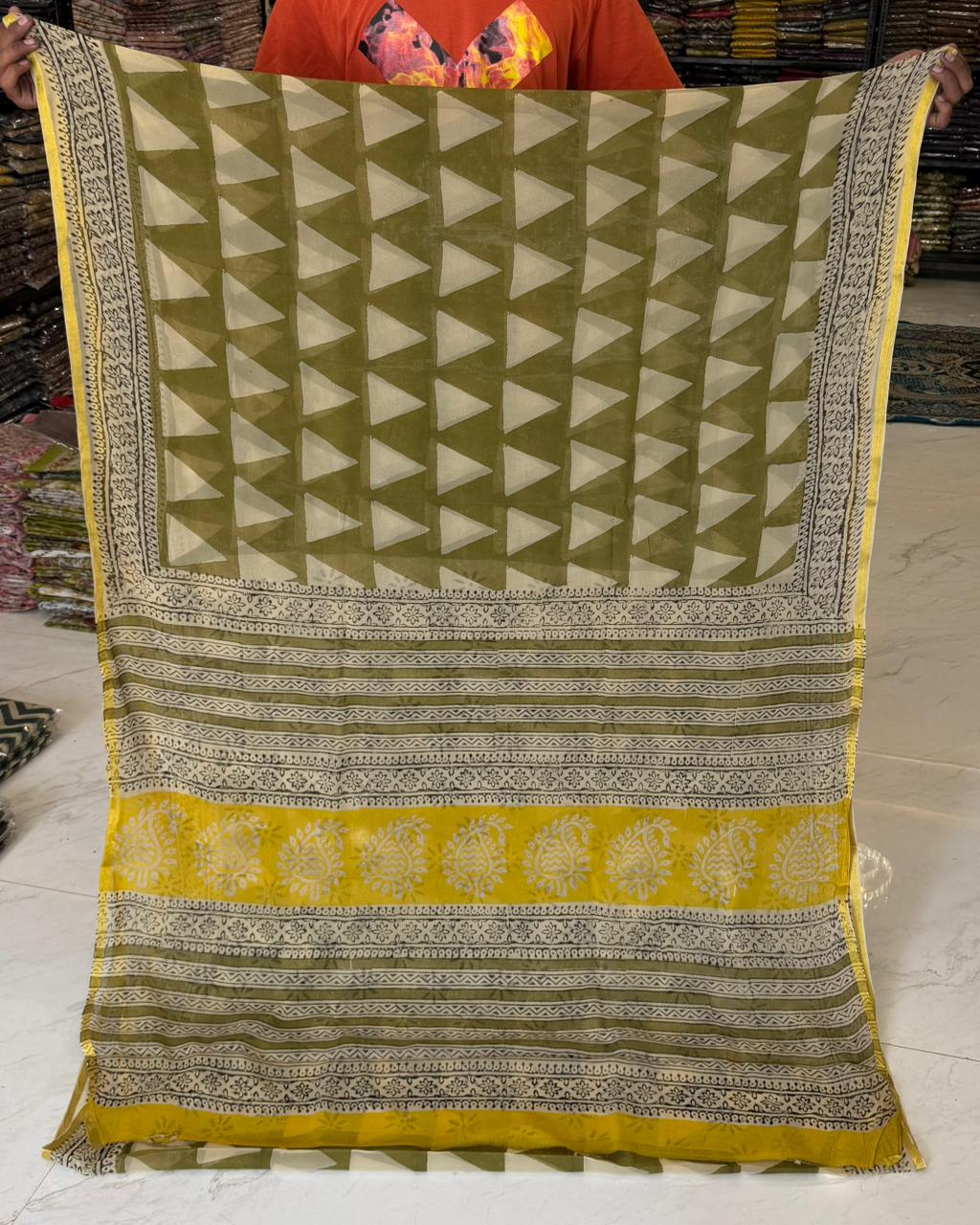Exclusive Bagru Printed Pure Double Diamond Chiffon Weave