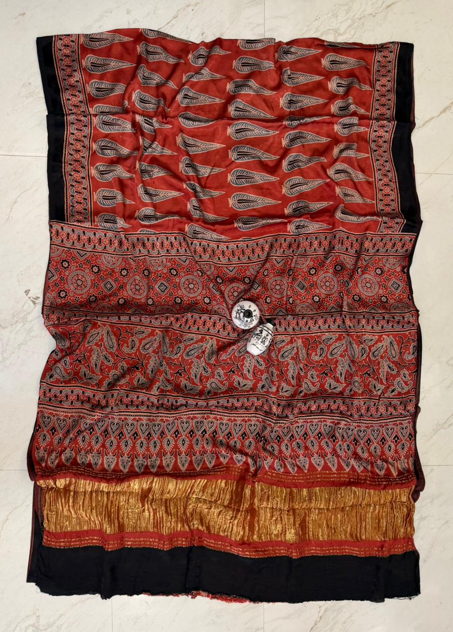 Prestige Kutch Bhuj Ajrakh Printed Gajji Silk Collection