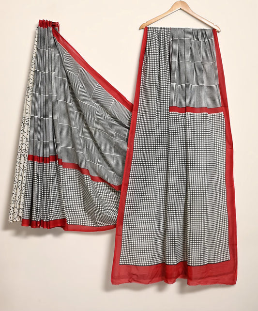 Pure Cotton Handblock Print Saree Ethnic Vine