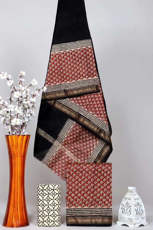 Artisan Bagru Blockprint Silk Attire