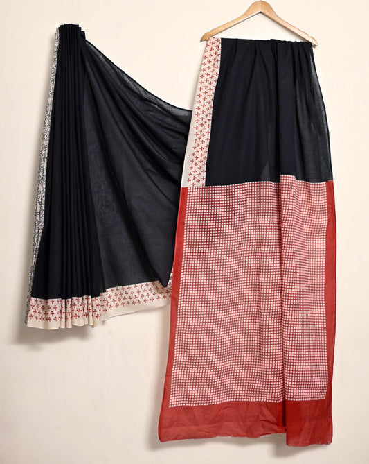 Pure Cotton Handblock Print Saree Artisan Bloom
