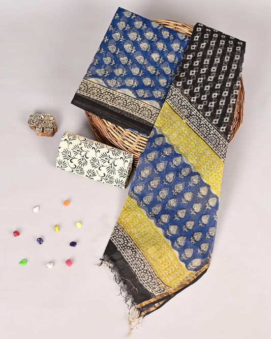 Royal Bagru Printed Kota Doriya Ensemble