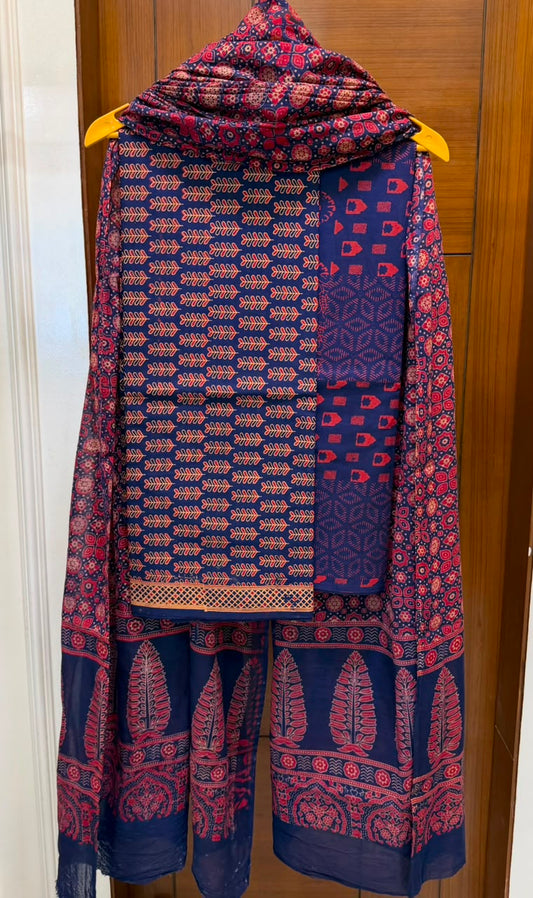 Authentic Ajrakh Handblock Printed Cotton