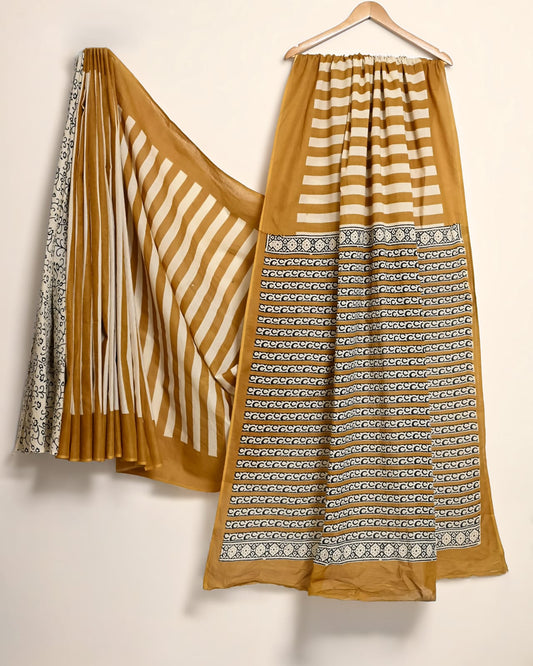 Pure Cotton Handblock Print Saree Elegant Buti