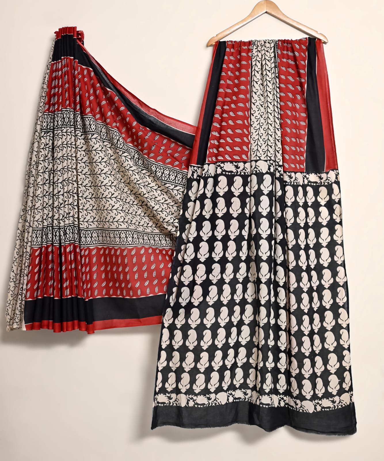 Pure Cotton Handblock Print Saree Artisan Border