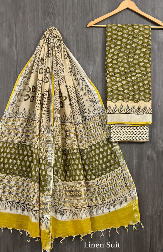 Artisan Bagru Printed Linen Cotton Attire