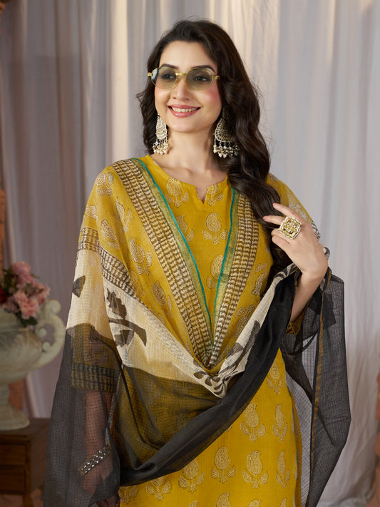 Graceful Stitched Bagru Print Kota Doria Suit