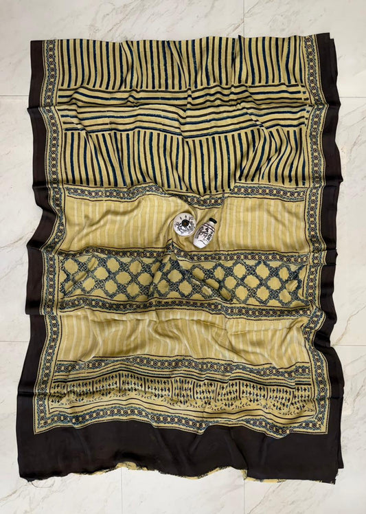 Artisan Kutch Bhuj Ajrakh Print Modal Silk Drape