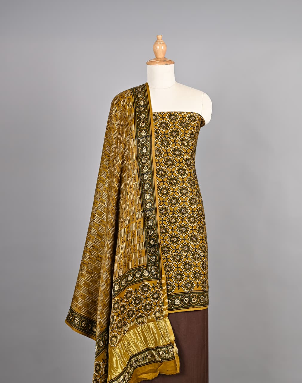 Heritage Ajrakh Printed Pure Modal Silk Suit