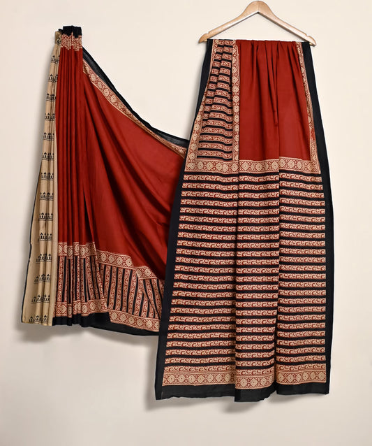 Pure Cotton Handblock Print Saree Heritage Floral