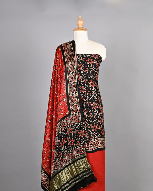 Premium Ajrakh Printed Modal Silk Dress Set