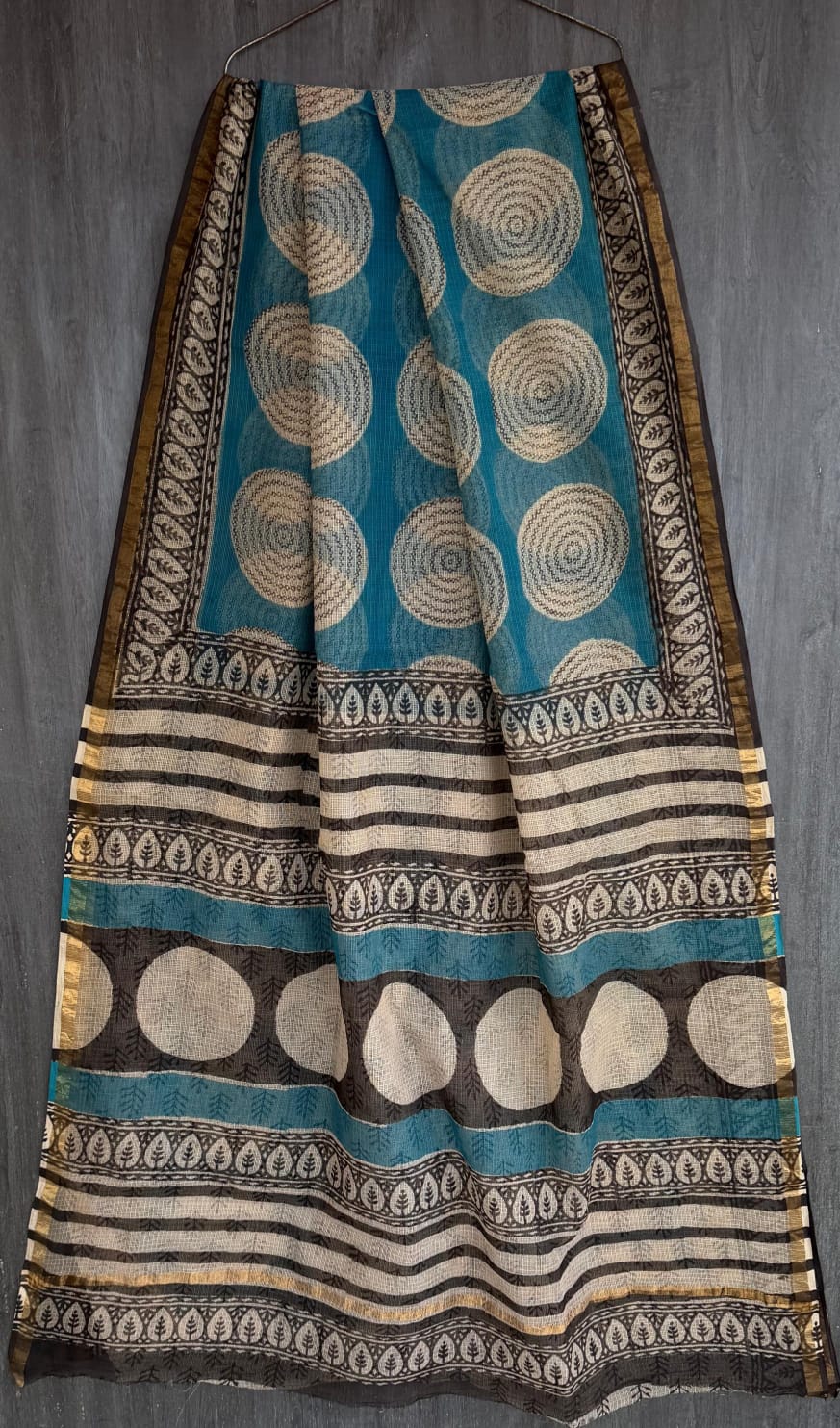 Pure Kota Doria Saree Heritage Bagru Print Design