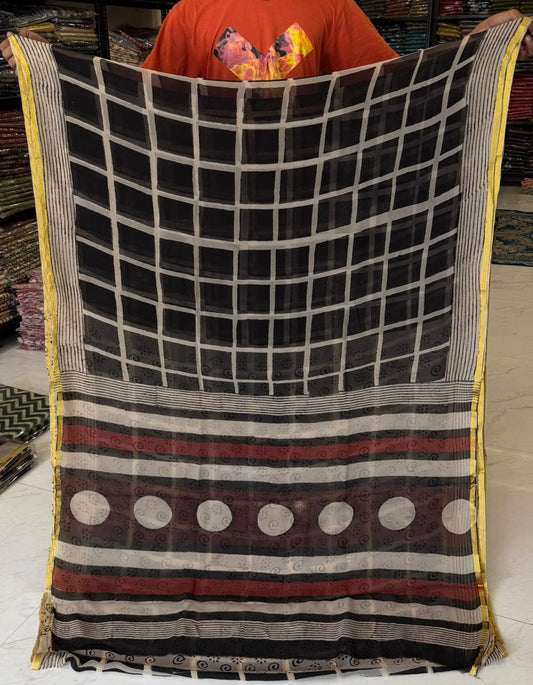 Cultural Bagru Handblock Print Chiffon Collection Saree