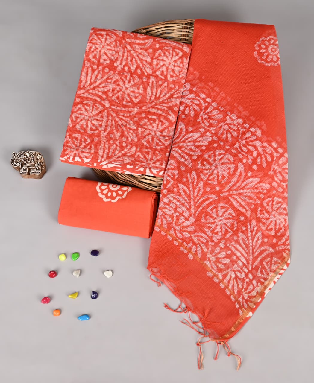 Elegant Batik Printed Kota Doriya Ensemble