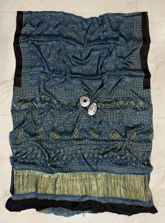 Signature Kutch Bhuj Ajrakh Printed Gajji Silk Collection