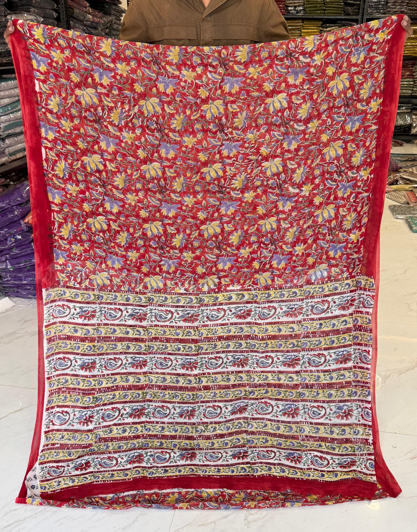 Signature Sanganeri Pure Georgette Handblock Saree