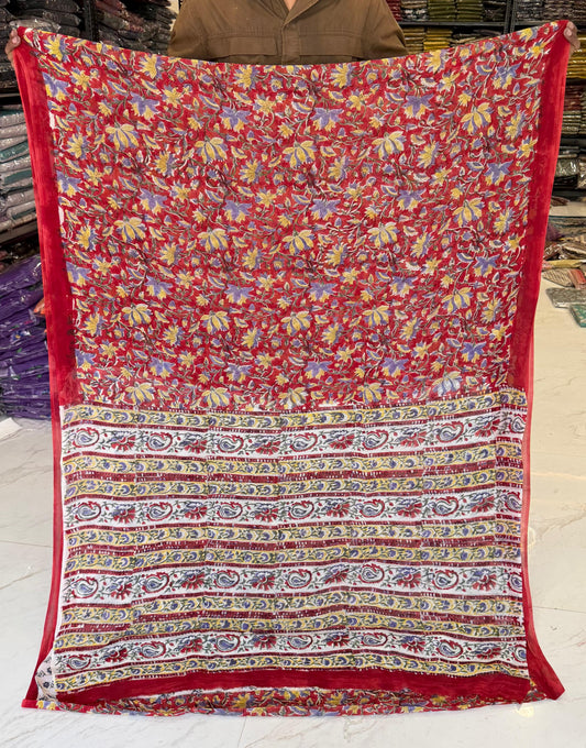 Signature Sanganeri Pure Georgette Handblock Saree