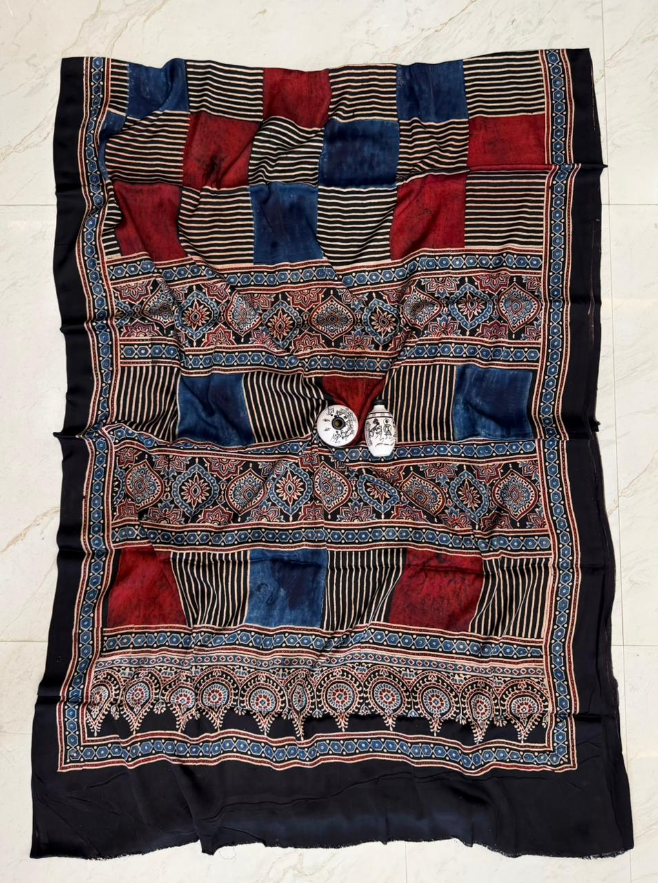 Timeless Kutch Bhuj Ajrakh Printed Silk Modal Saree