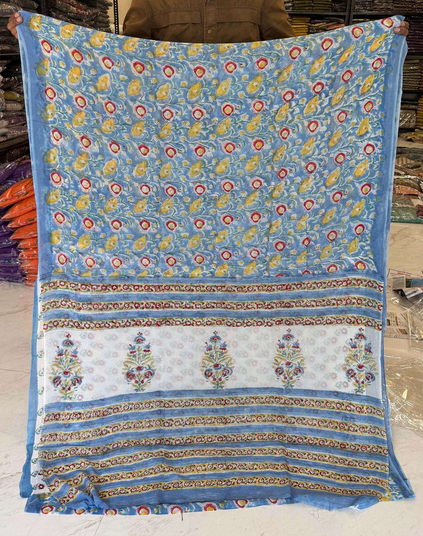 Heritage Sanganeri Handblock Print Pure Georgette Saree