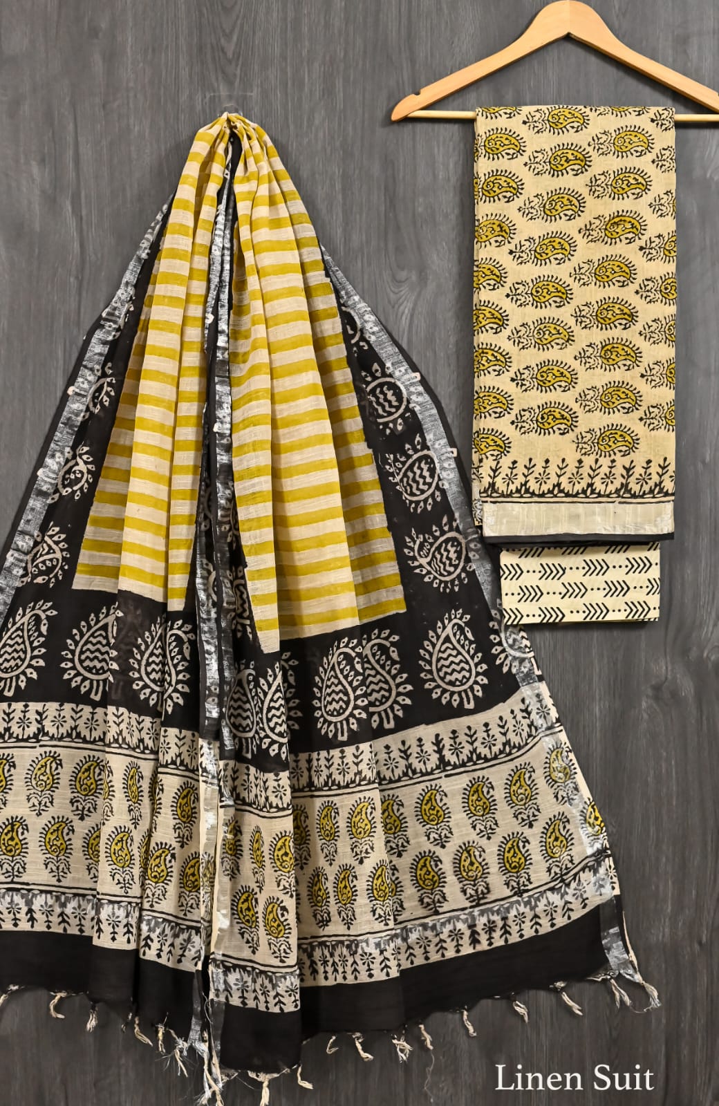 Premium Bagru Print Pure Linen Cotton Suit