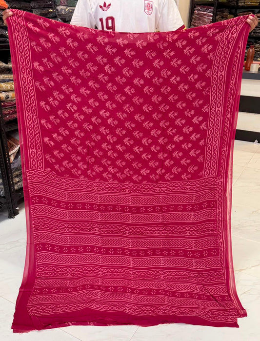 Pure Georgette Saree Ethnic Discharge Vine Motif