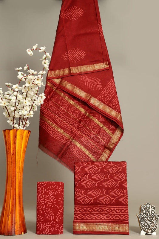 Pure Maheshwari Silk Suit Traditional Discharge Buti