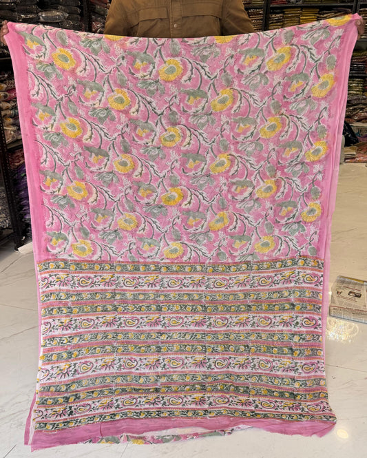 Artisan Sanganeri Handblock Printed Pure Georgette Drape
