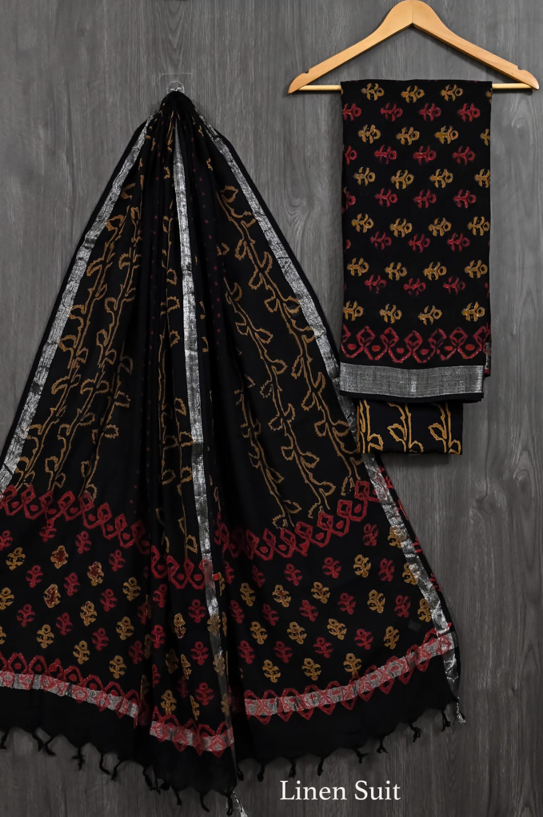 Heritage Black and White Print Linen Cotton Suit