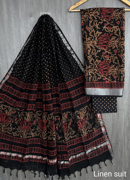 Refined Black and White Print Linen Cotton Wear