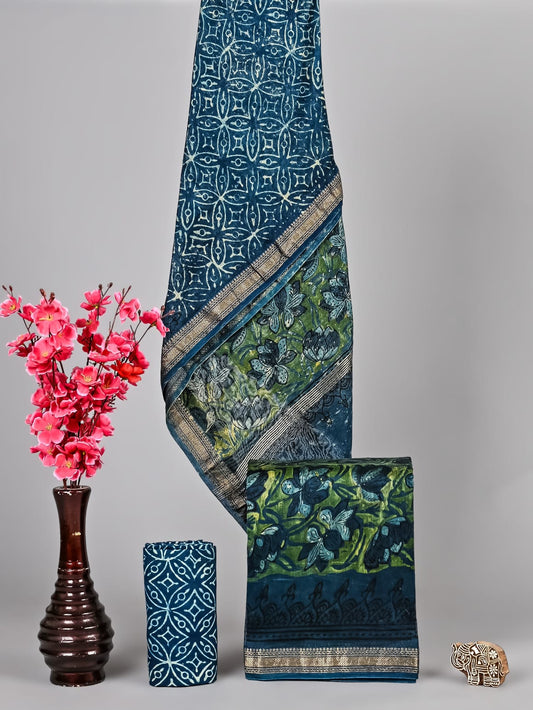 Premium Vanaspati Printed Maheshwari Silk Dress Set