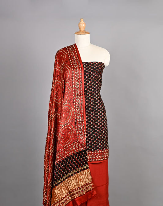 Classic Ajrakh Printed Modal Silk Attire
