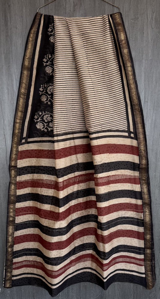 Premium Bagru Print Maheshwari Silk Collection Saree