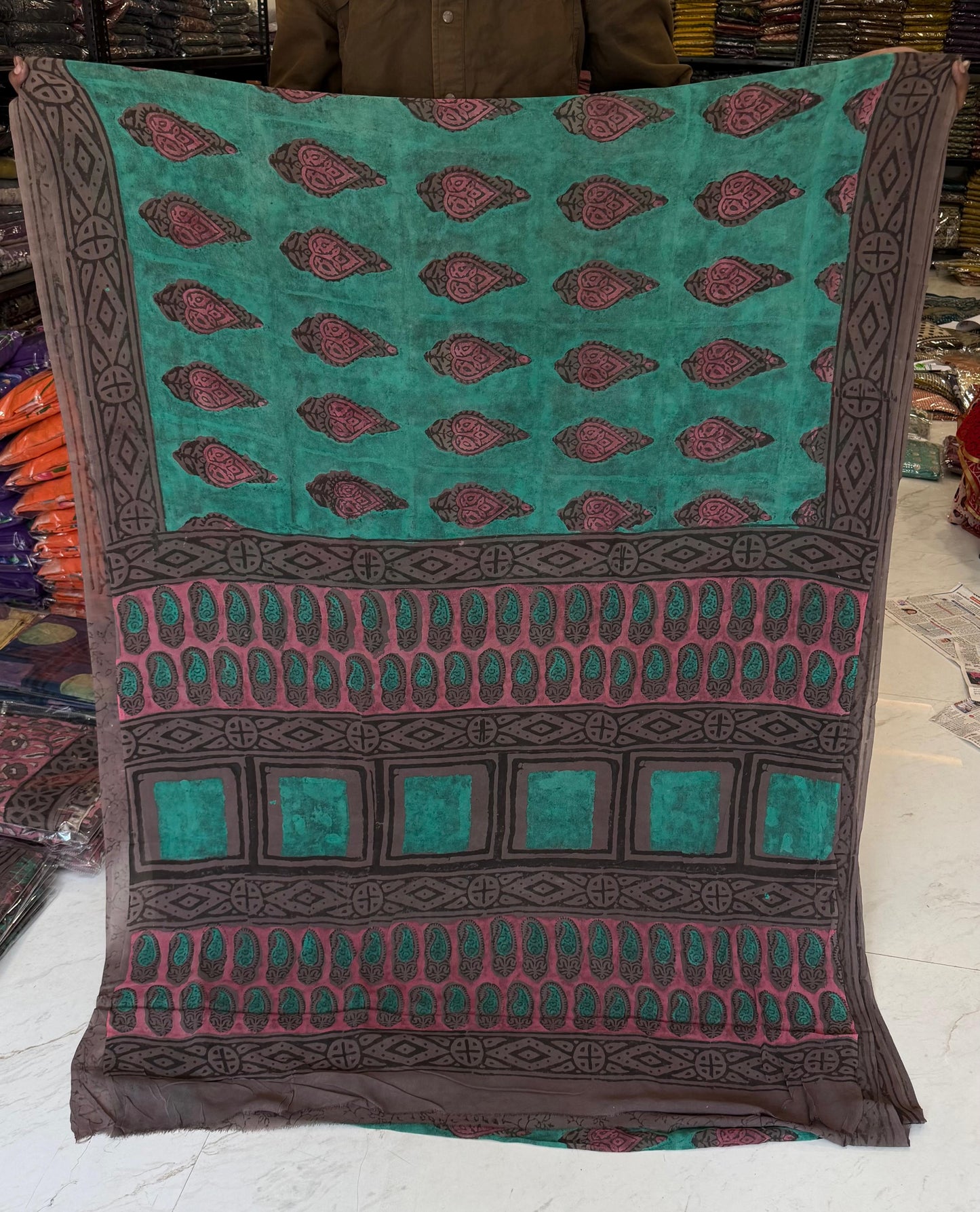 Signature Ajrakh Pomegranate Dye Pure Georgette Collection