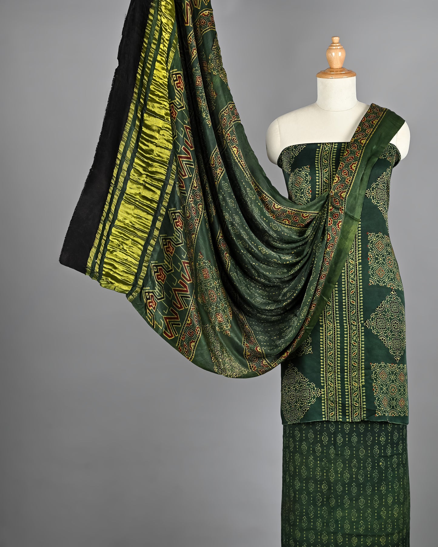 Traditional Ajrakh Modal Silk Dress Material