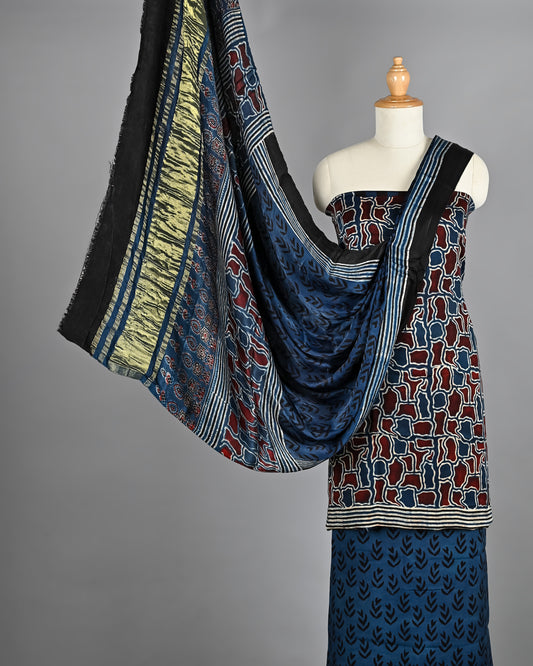 Premium Modal Silk Ajrakh Dress Material