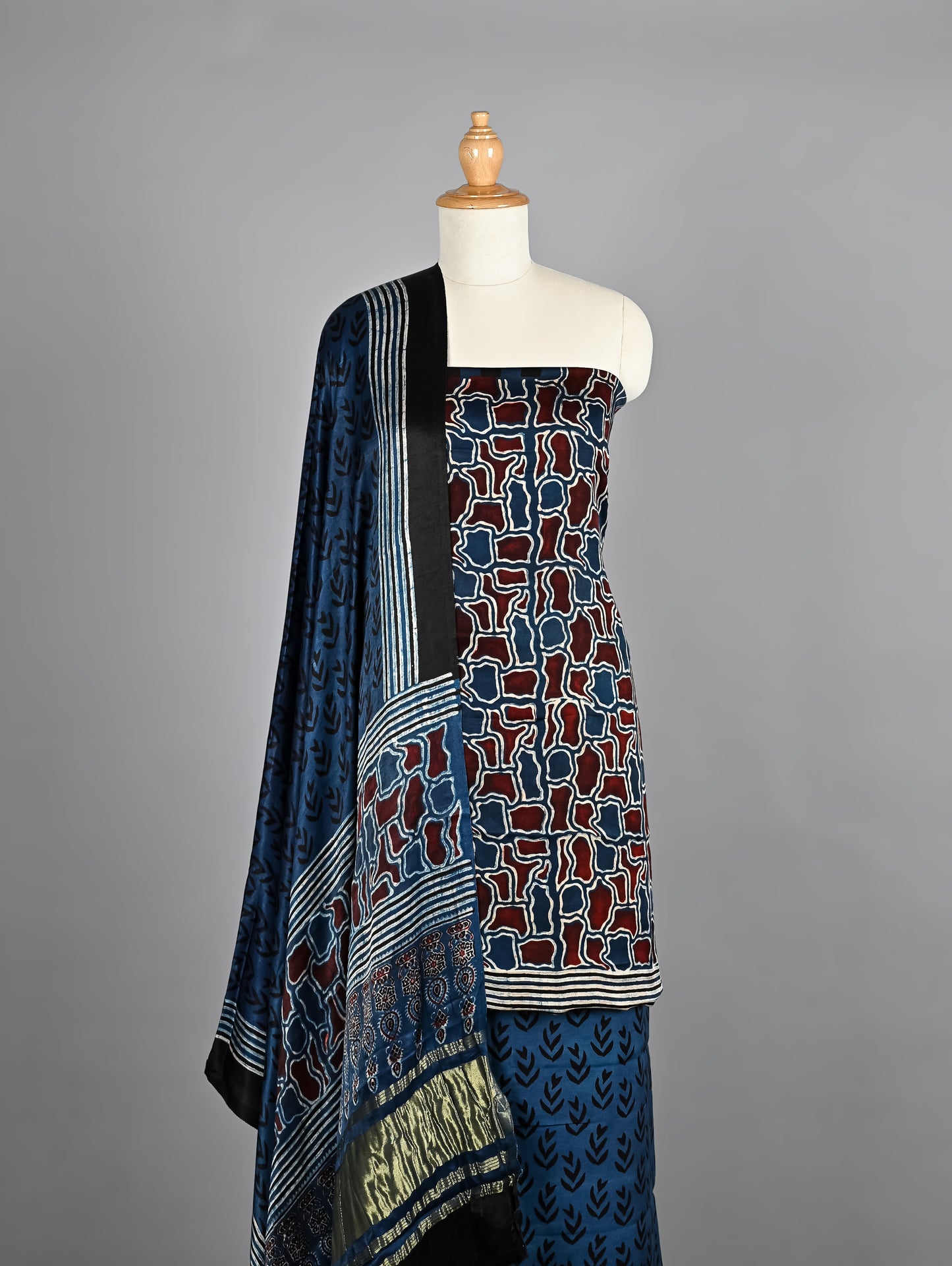 Premium Modal Silk Ajrakh Dress Material